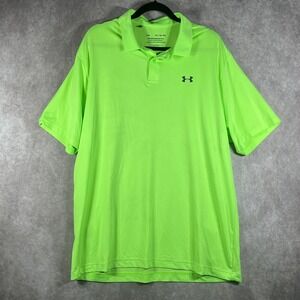 Under Armour The Performance Polo Shirt Mens XL Neon Green Short Sleeves Golf